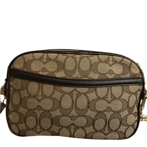 Coach Isla Chain Crossbody In Signature Jacquard in Khaki/Brown/Light Gold - Picture 4 of 10